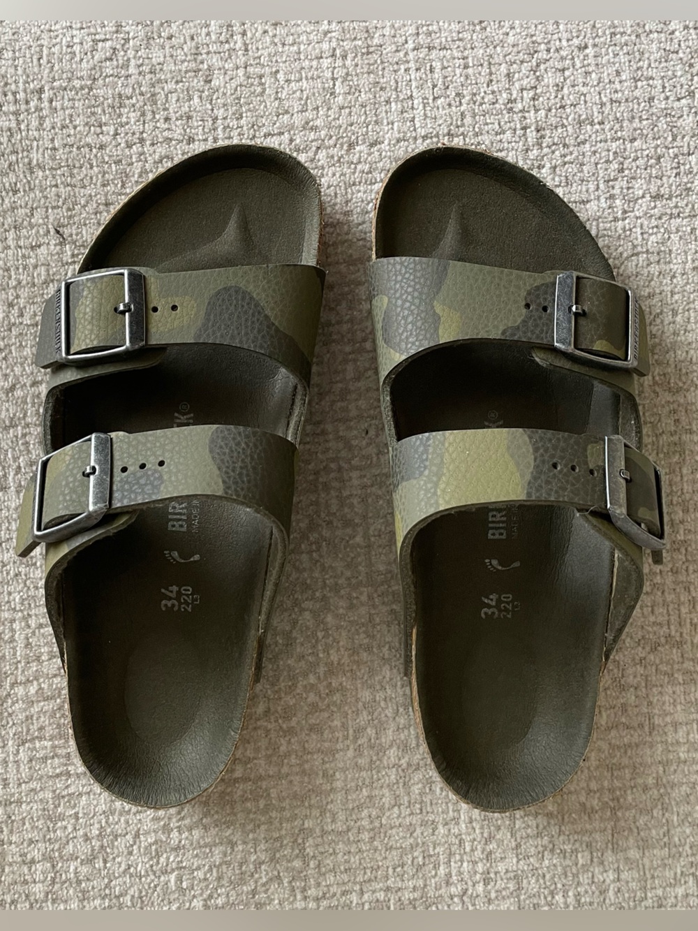 Birkenstock Kids Two-Strap Sandals in Olive Camo